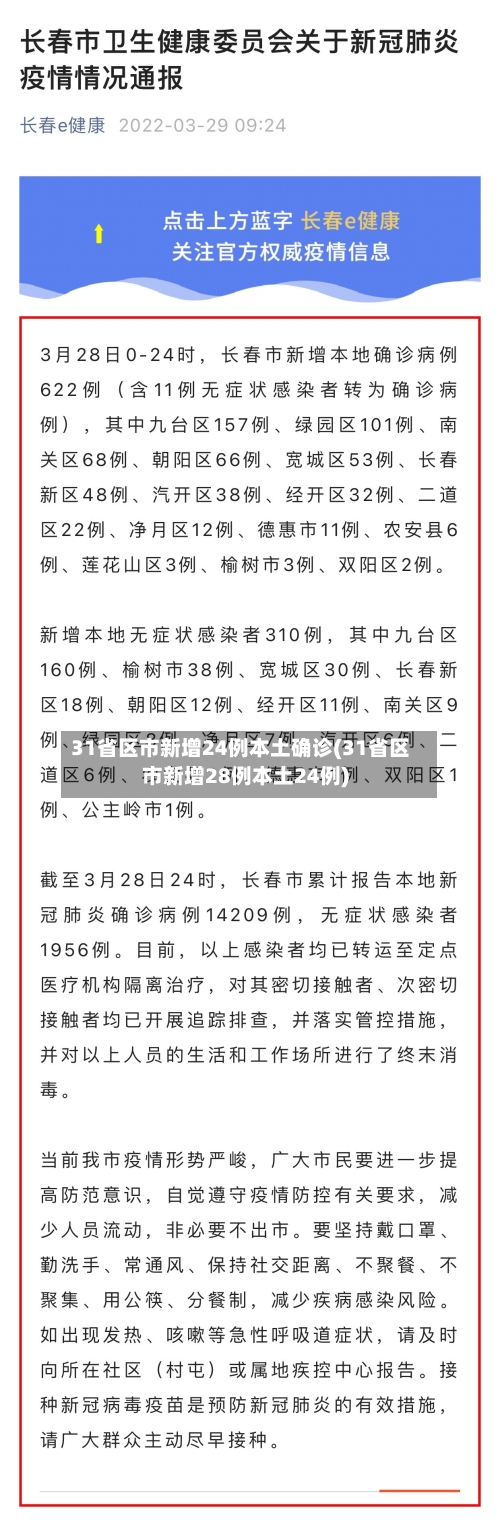 31省区市新增24例本土确诊(31省区市新增28例本土24例)