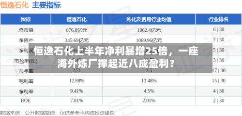 恒逸石化上半年净利暴增25倍，一座海外炼厂撑起近八成盈利？-第3张图片