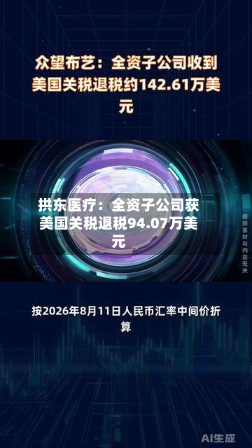 拱东医疗：全资子公司获美国关税退税94.07万美元-第2张图片