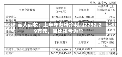 丽人丽妆：上半年归母净利润2252.29万元，同比扭亏为盈-第2张图片