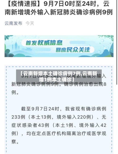 【云南新增本土确诊病例7例,云南新增1例本土确诊】