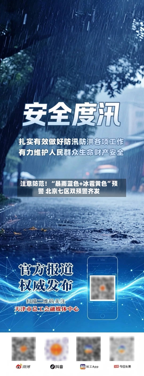注意防范！“暴雨蓝色+冰雹黄色”预警 北京七区双预警齐发-第2张图片