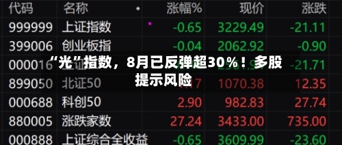 “光	”指数	，8月已反弹超30％！多股提示风险-第1张图片