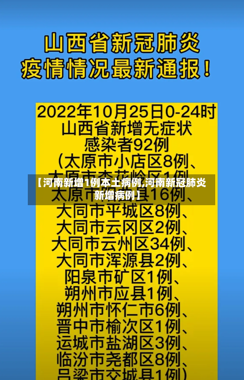 【河南新增1例本土病例,河南新冠肺炎新增病例】