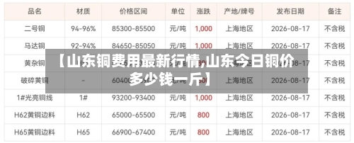 【山东铜费用最新行情,山东今日铜价多少钱一斤】-第2张图片