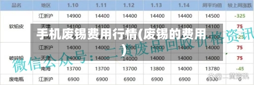 手机废锡费用行情(废锡的费用)
