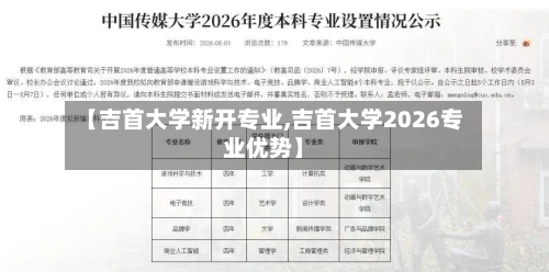 【吉首大学新开专业,吉首大学2026专业优势】-第2张图片